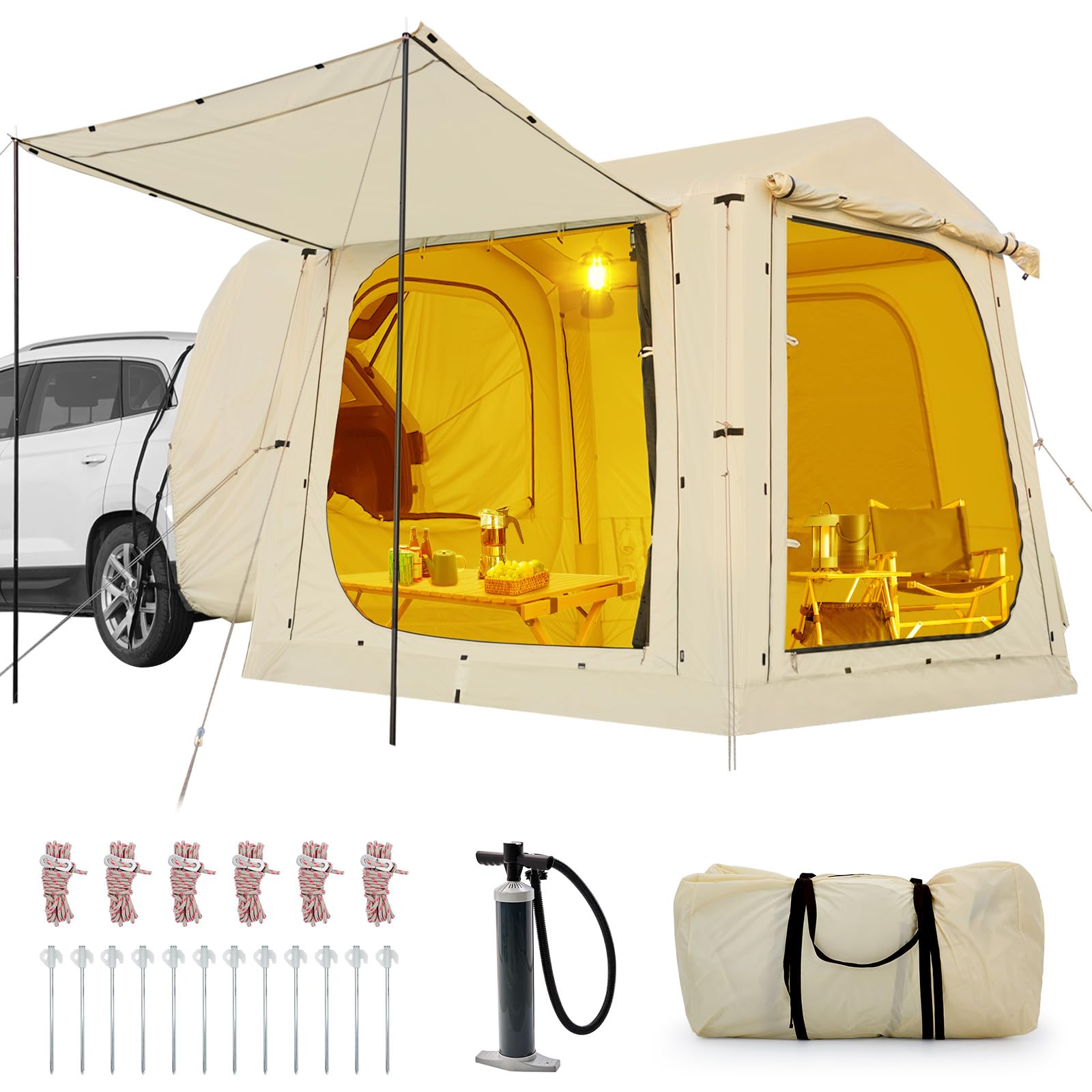 Inflatable Suv Tent Attachment For Camping, Large Inflatable Tents For Camping 4-6 People, Suv Blow Up Car Tent, Instant Pop Up – Onlinesportsmall