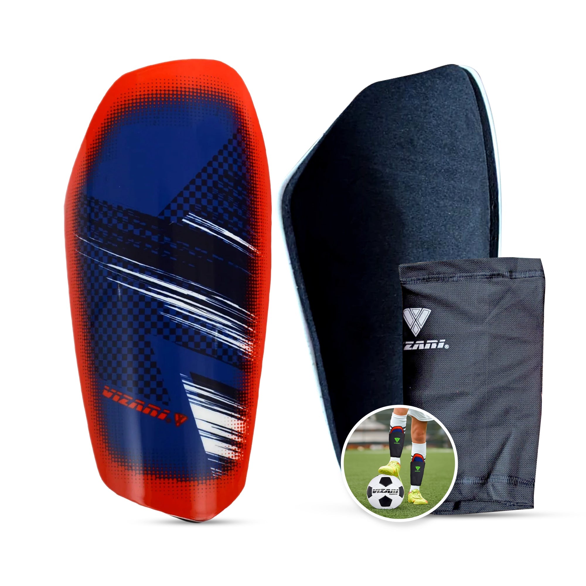 Aptos Soccer Shin Guard with Sleeve-Royal/White - Vizari Sports