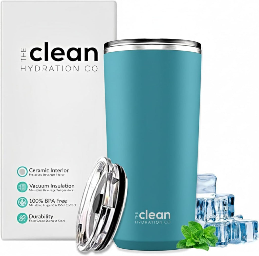 The Clean Hydration Company 20oz Ceramic Lined Insulated Coffee Tumbler, Travel Mug, Double Wall Vacuum