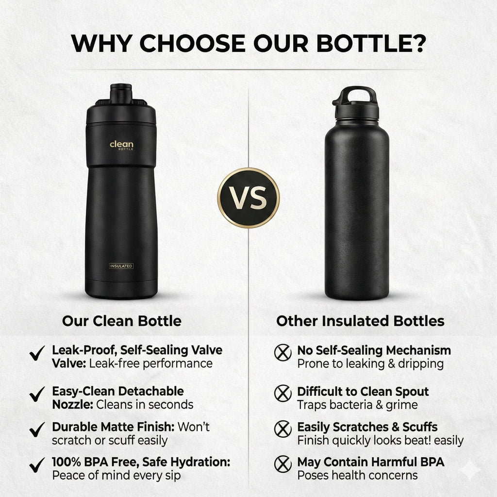 The Clean Hydration Co Insulated Bike Water Bottle 20 oz | Easy Clean Nozzle, Easy Squeeze Sports Bottle | BPA Free Cycling Bottle for Road & Mountain Biking, Gym & Travel