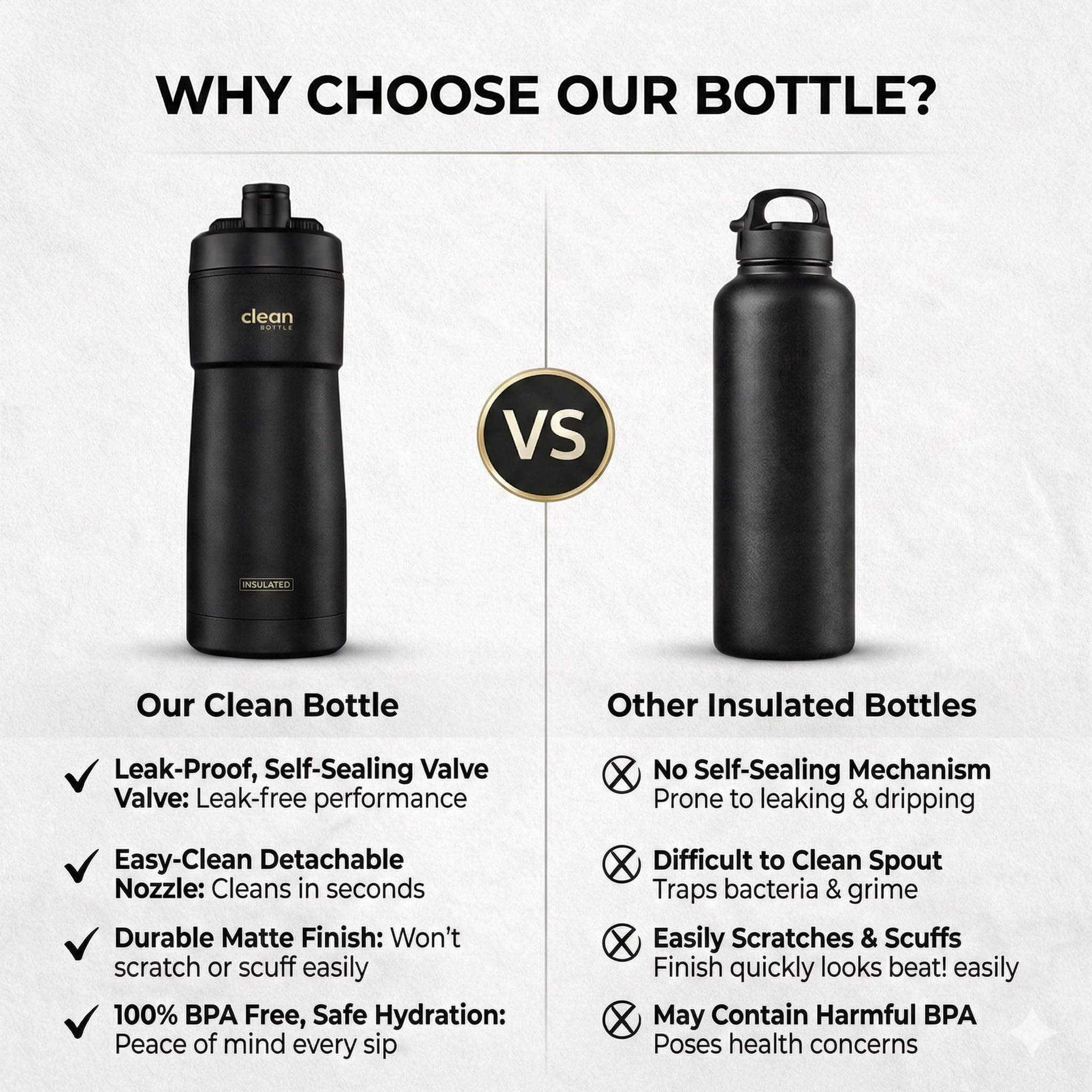 The Clean Hydration Co Insulated Bike Water Bottle 20 oz | Easy Clean Nozzle, Easy Squeeze Sports Bottle | BPA Free Cycling Bottle for Road & Mountain Biking, Gym & Travel