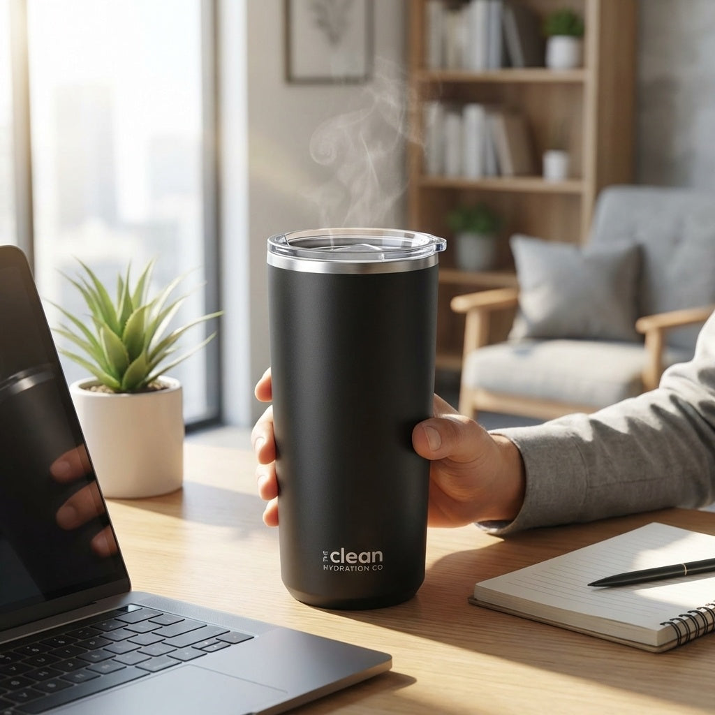 The Clean Hydration Company 20oz Ceramic Lined Insulated Coffee Tumbler, Travel Mug, Double Wall Vacuum