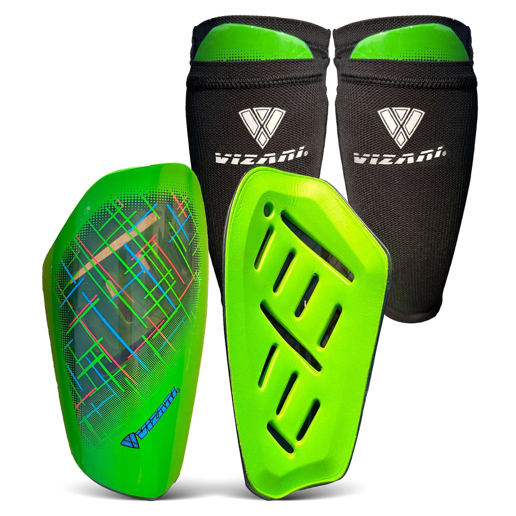 Vizari Soquel Soccer Slip IN Shin Guard with Pocketed Sleeve – Green/Black