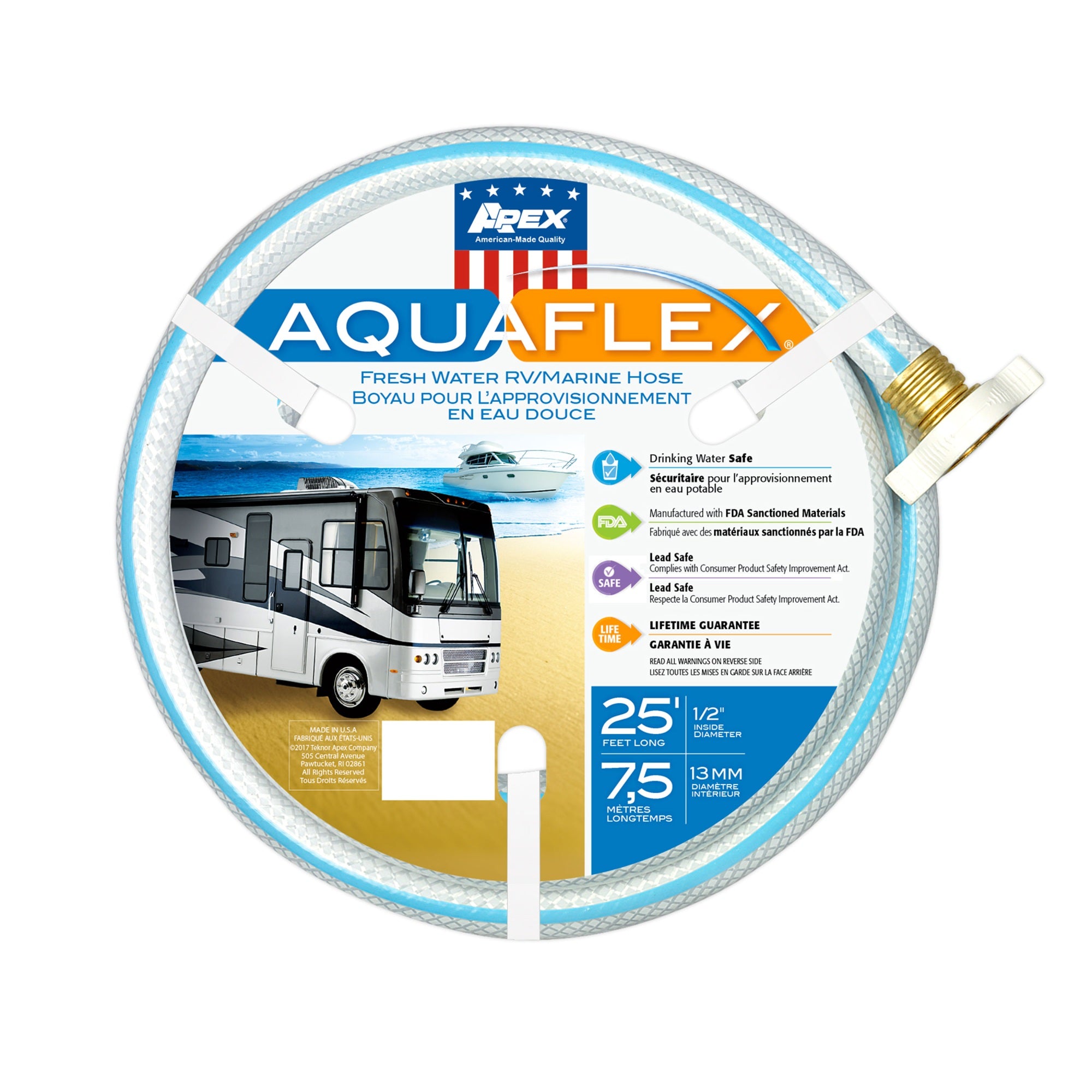 Teknor Apex 750350 AquaFlex RV/Marine Hose  1/2 x 50, White