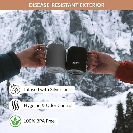 The Clean Hydration Co, Mug 12, Insulated Stainless Steel Coffee Mug Cup with Ceramic Inner Coating, No Metal Taste (Aqua)