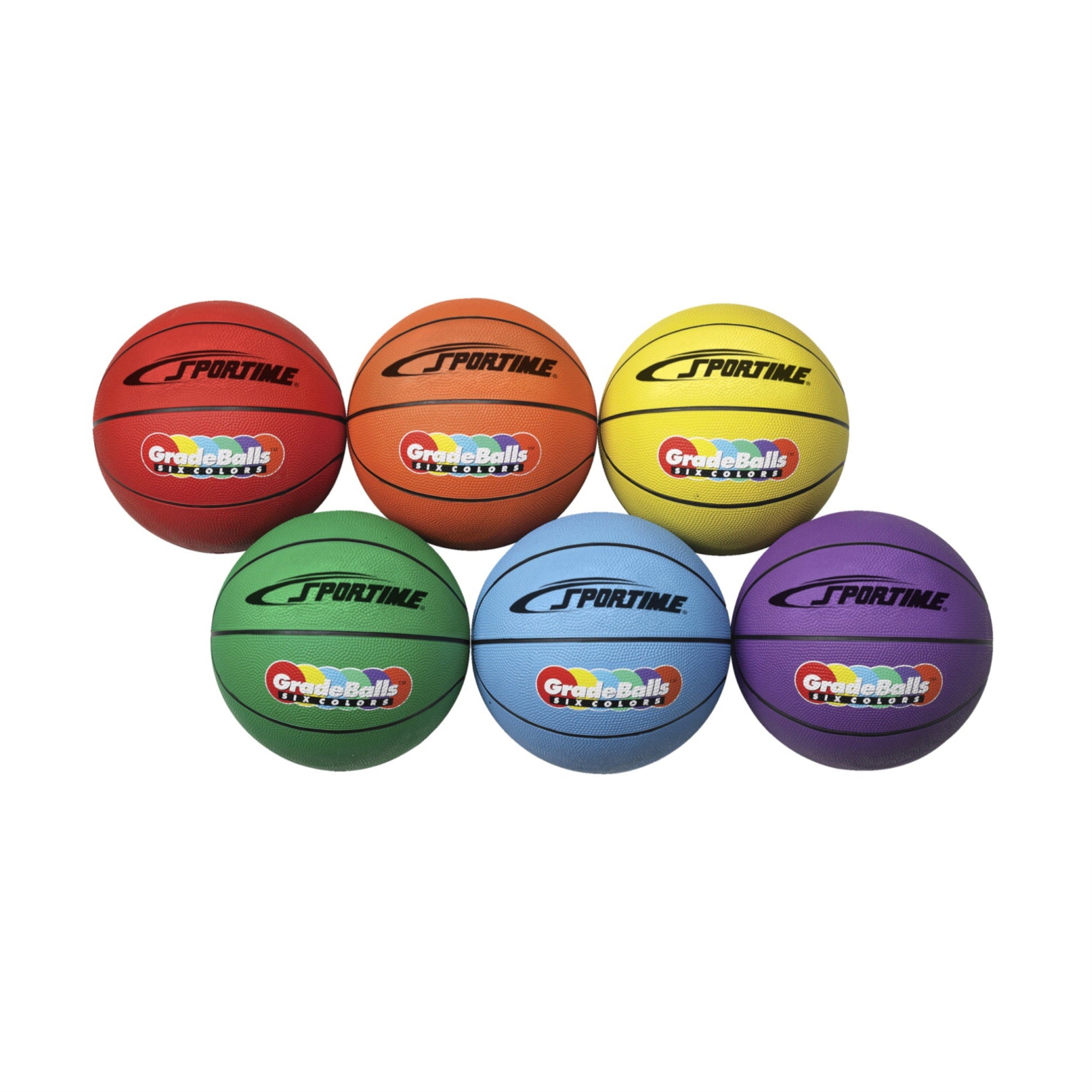 Sportime Gradeball Rubber Minchi Basketballs, 11 Inches, Set Of 6