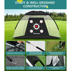 SwingRex 10x7 FT Golf Practice Net with Mat & Target | Backyard Driving & Chipping Trainer (4 Pockets)