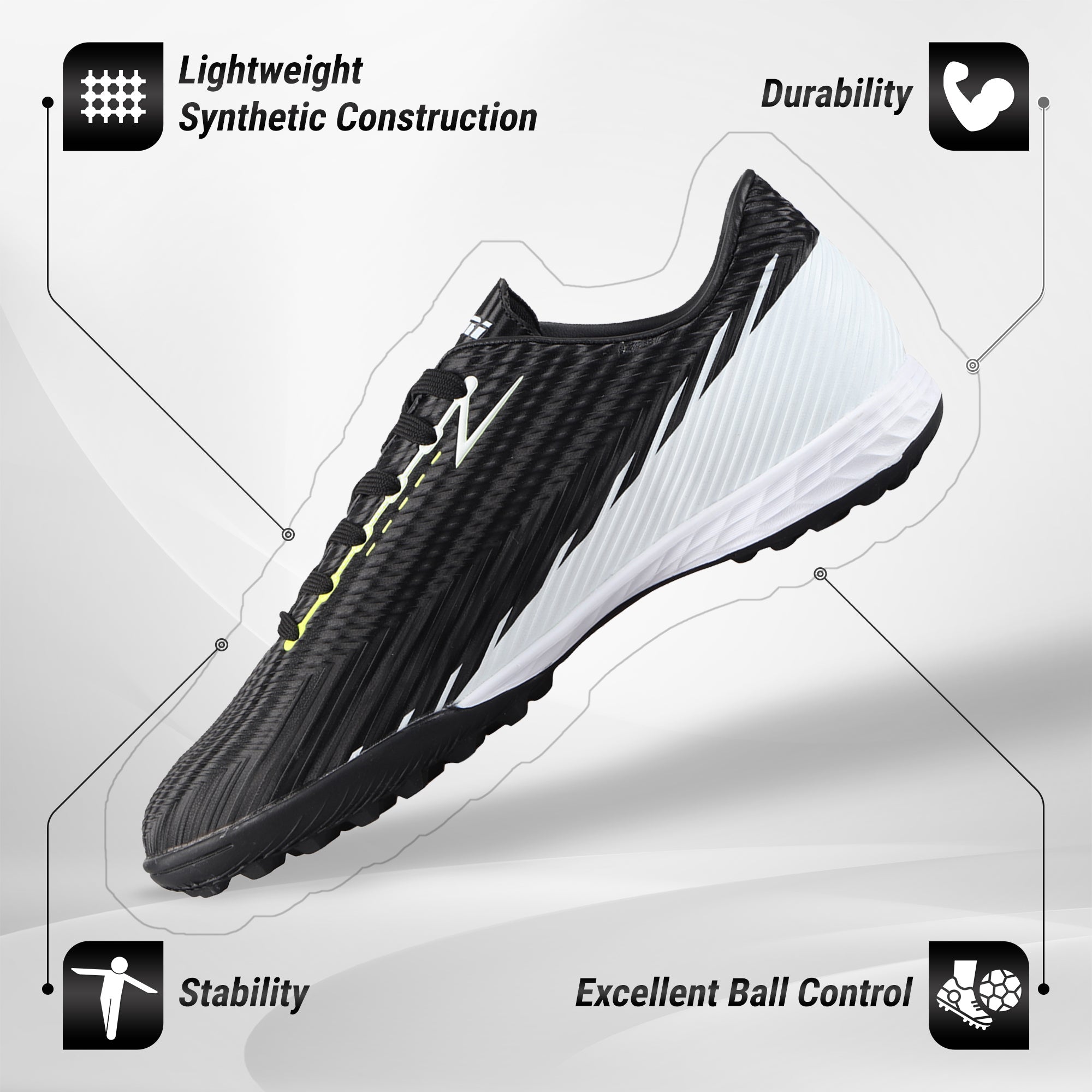 Tesoro Youth Turf Soccer Shoes -Black/White - Vizari Sports