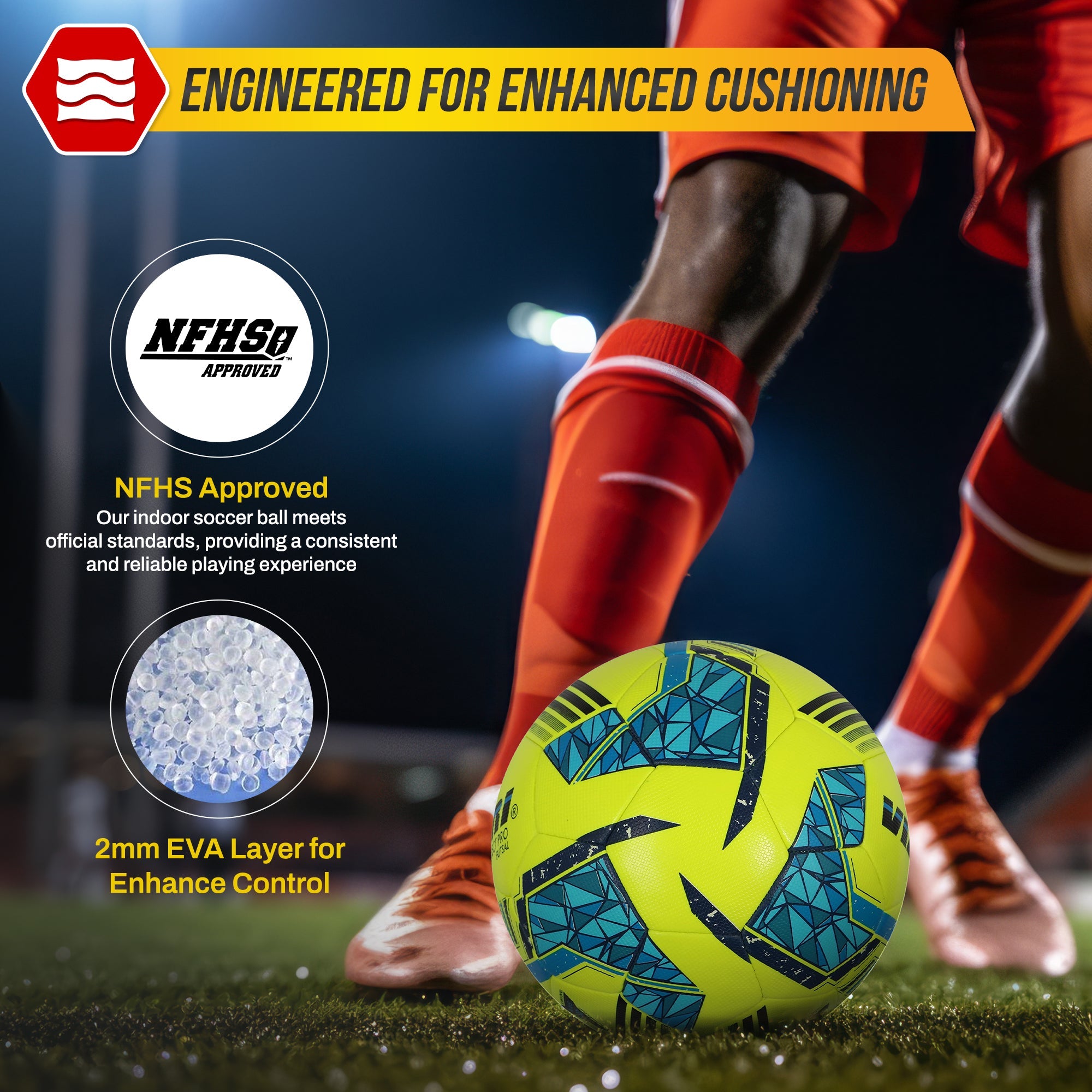 Vizari Reflect Pro Premium Indoor Soccer Ball – Lime Yellow