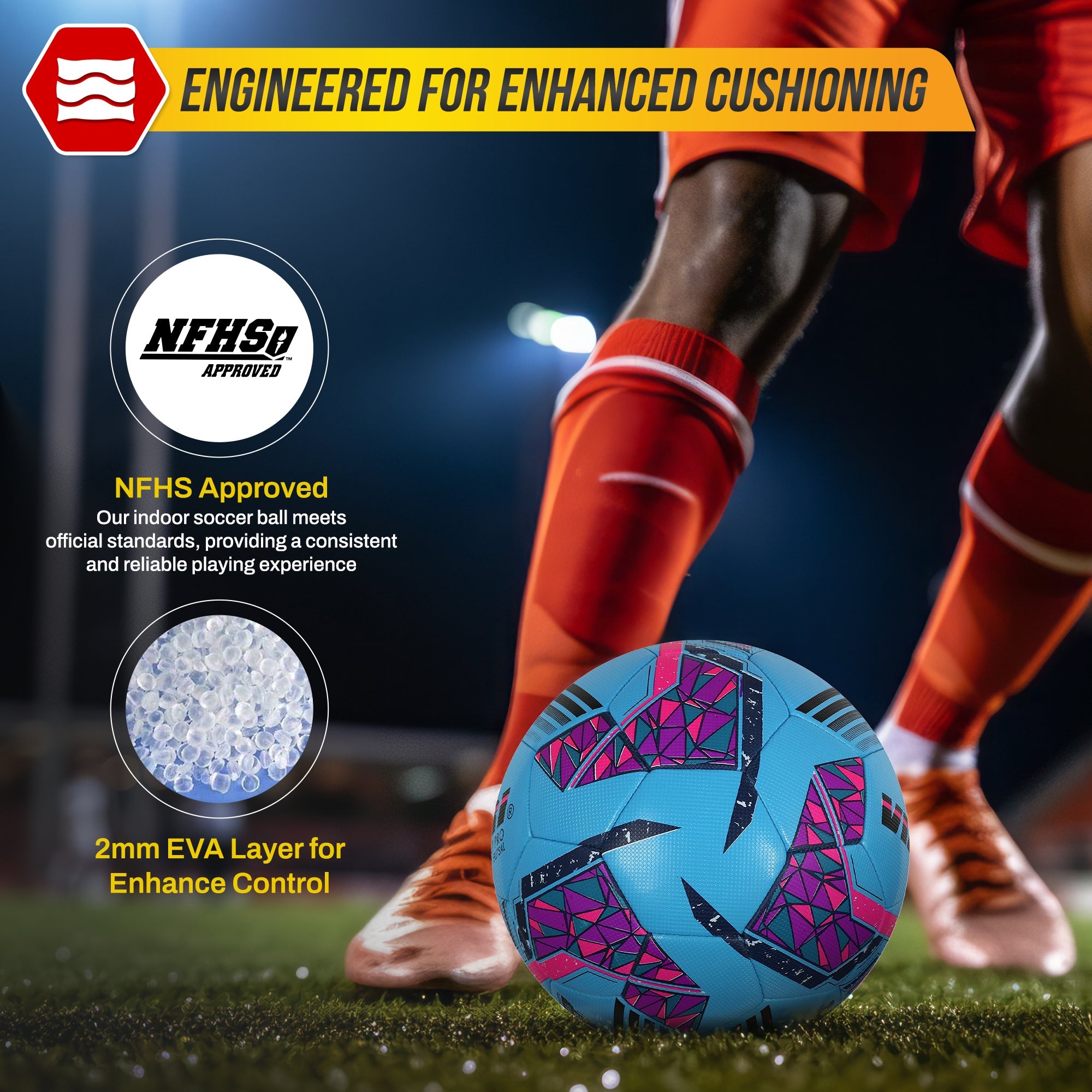 Vizari Reflect Pro Premium Indoor Soccer Ball – Sky Blue