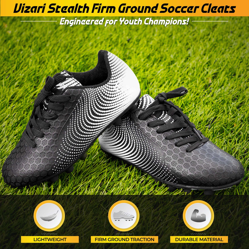 Vizari Stealth Firm Ground Soccer Shoes – Black/White