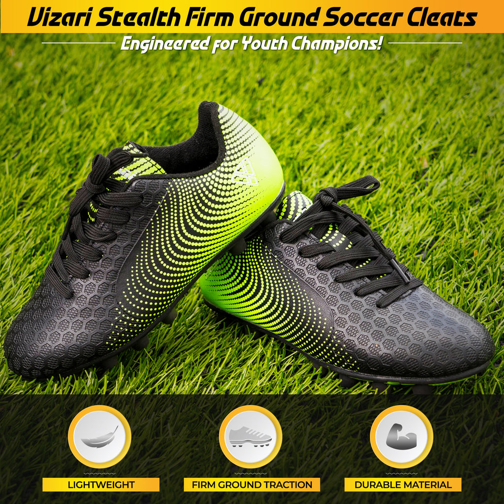 Stealth Firm Ground Soccer Shoes -Black/Green - Vizari Sports