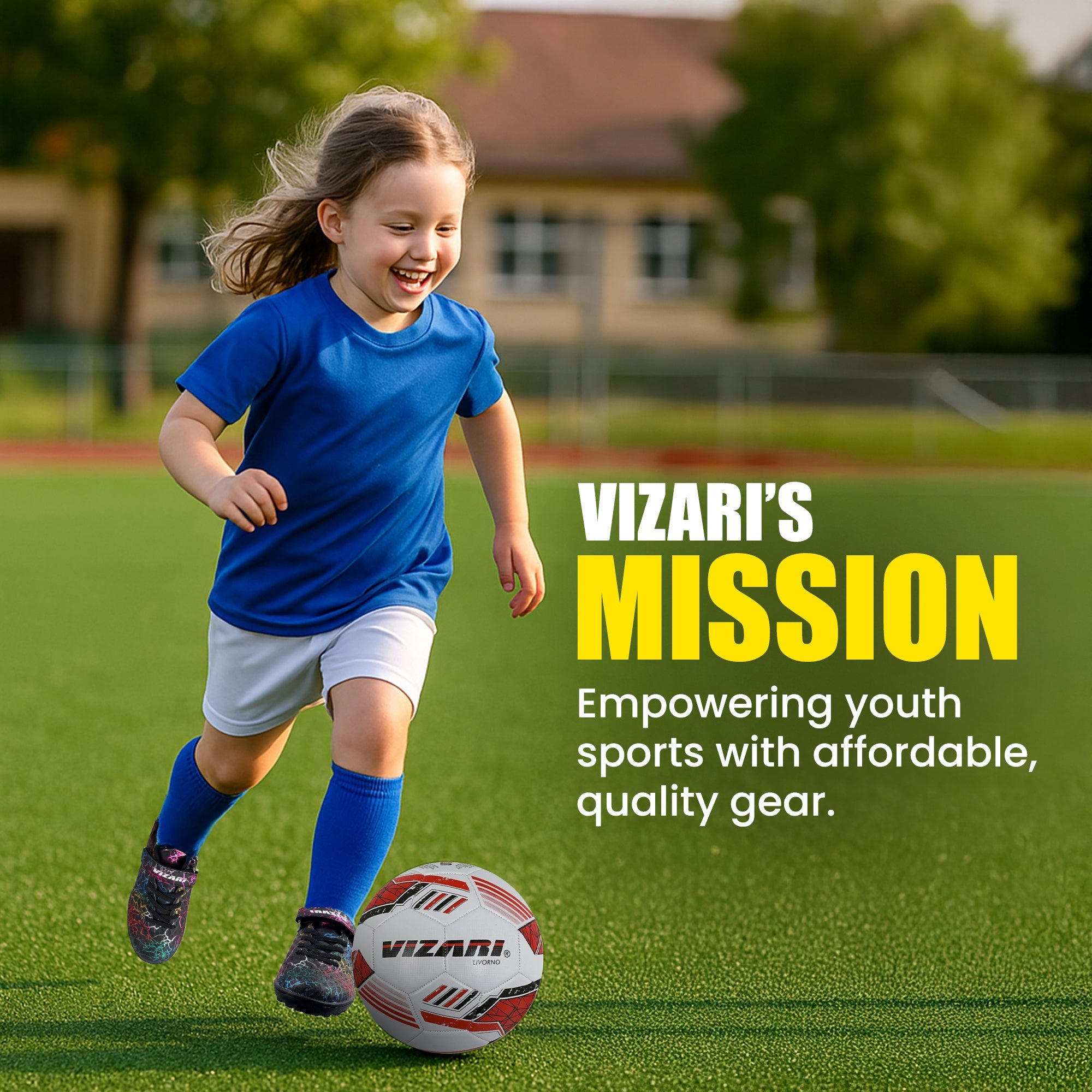 Vizari Sports Junior Turf Soccer Shoes with Velcro - Blue