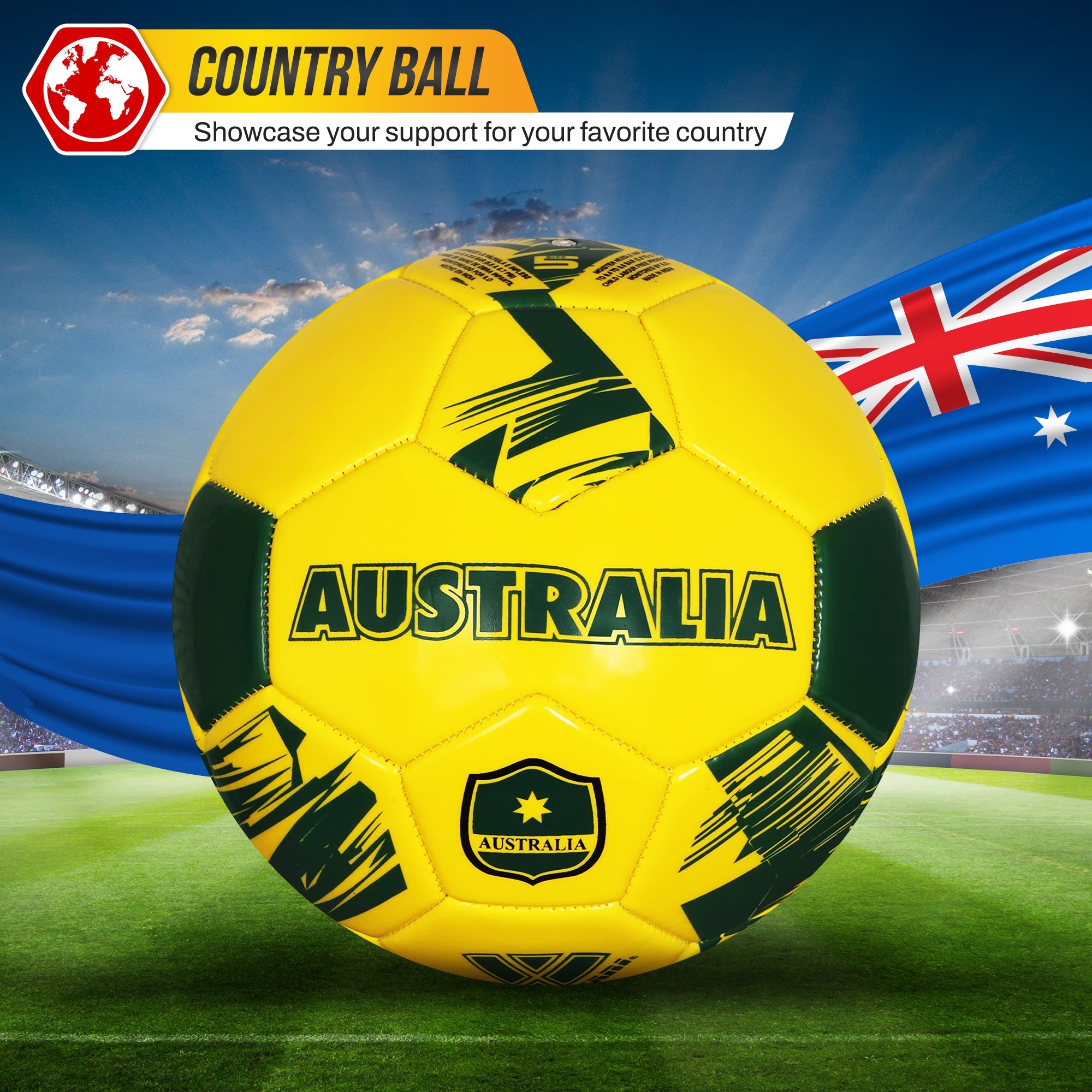 National Team Soccer Balls-Australia Yellow - Vizari Sports