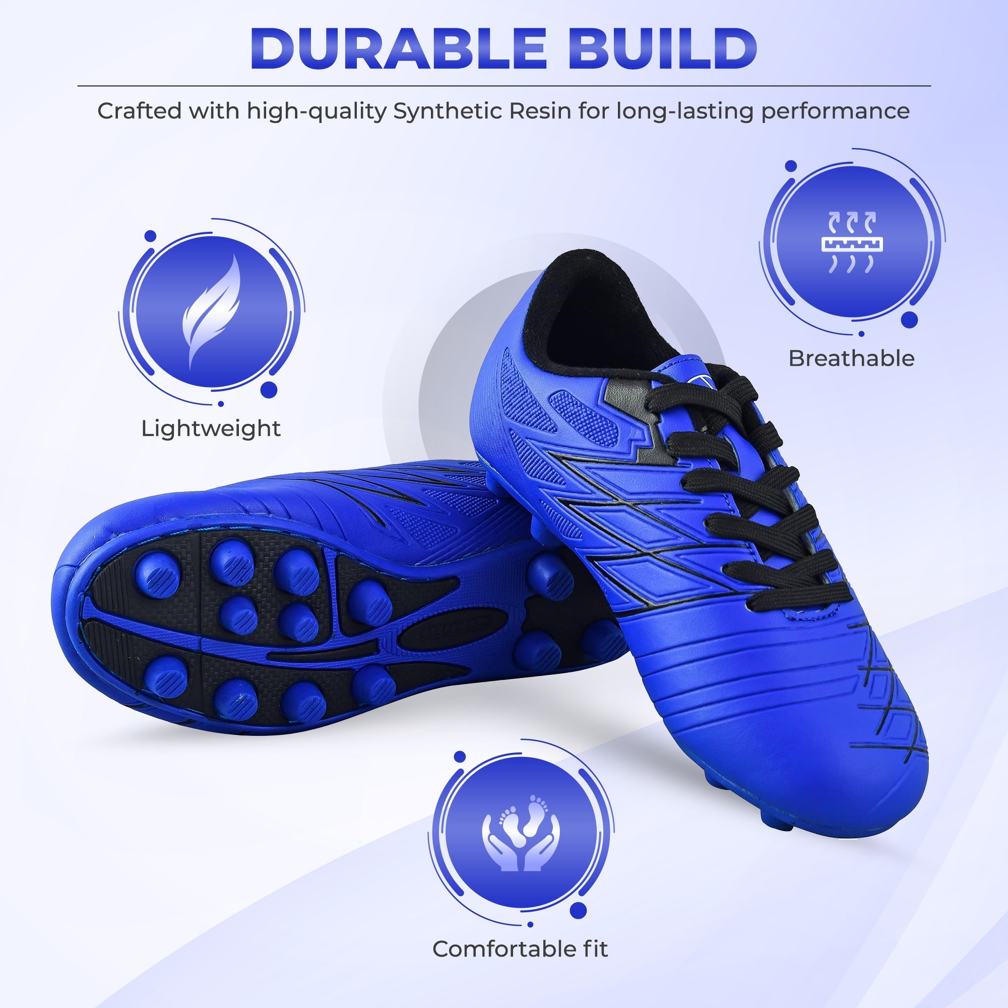 Boca Firm Ground Soccer Cleats - Blue/Black - Vizari Sports
