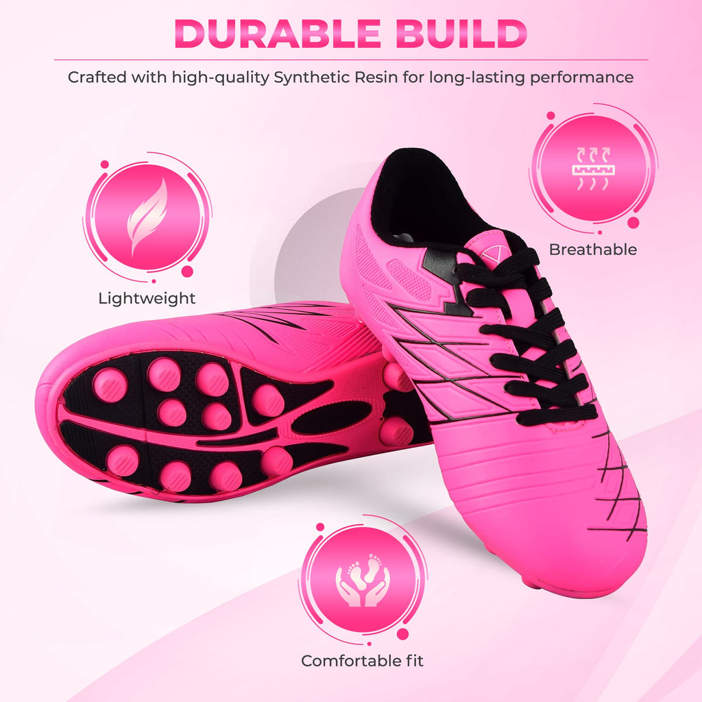 Vizari Boca Youth Firm Ground Soccer Cleats – Pink/Black