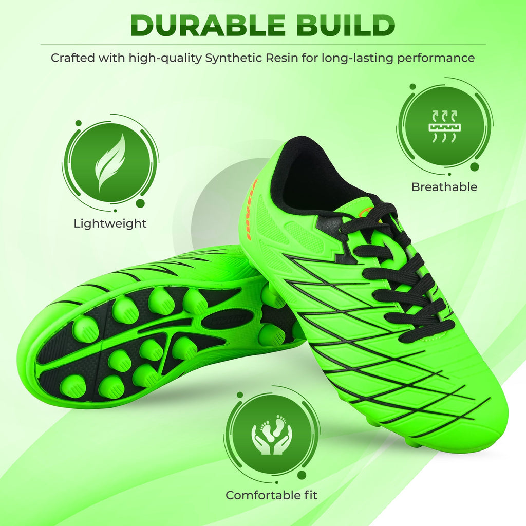 Vizari Boca Youth Firm Ground Soccer Cleats – Green/Black