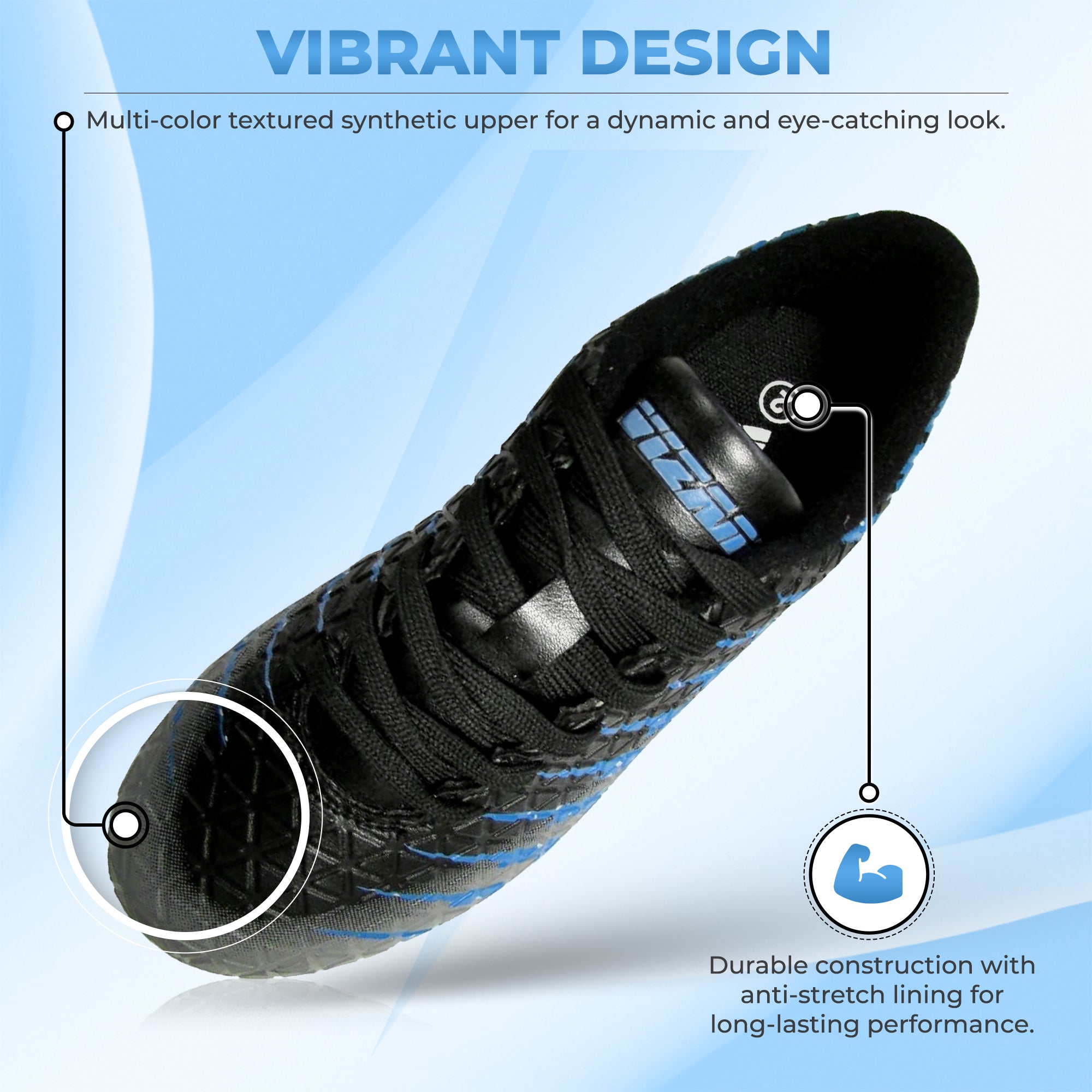Bolt Firm Ground Soccer Shoes -Black/Sky/Silver - Vizari Sports
