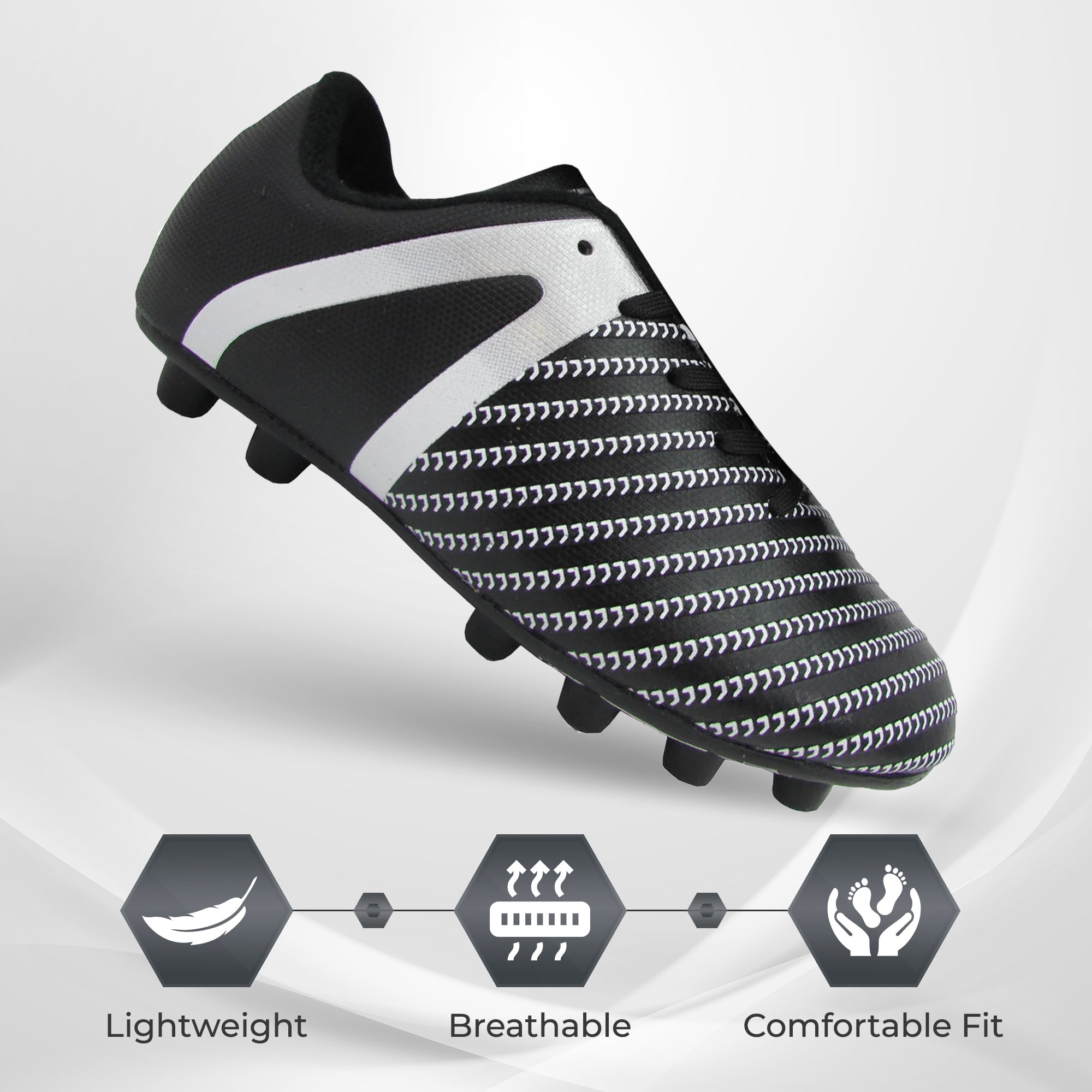 Impact Firm Ground Soccer Shoes -Black/White - Vizari Sports