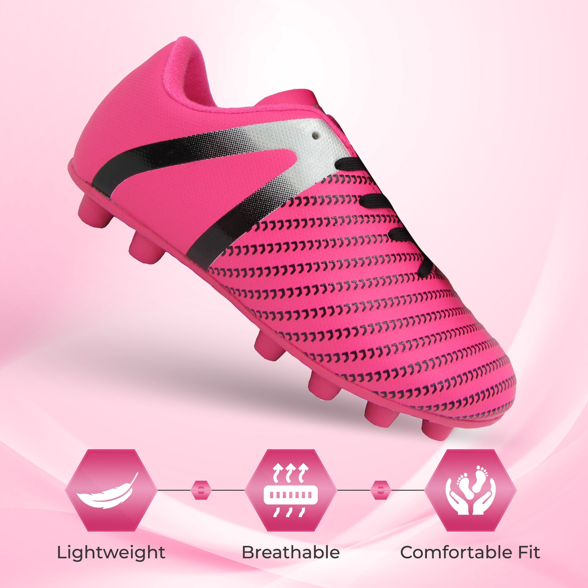 Vizari Impact Firm Ground Soccer Shoes – Pink/Silver