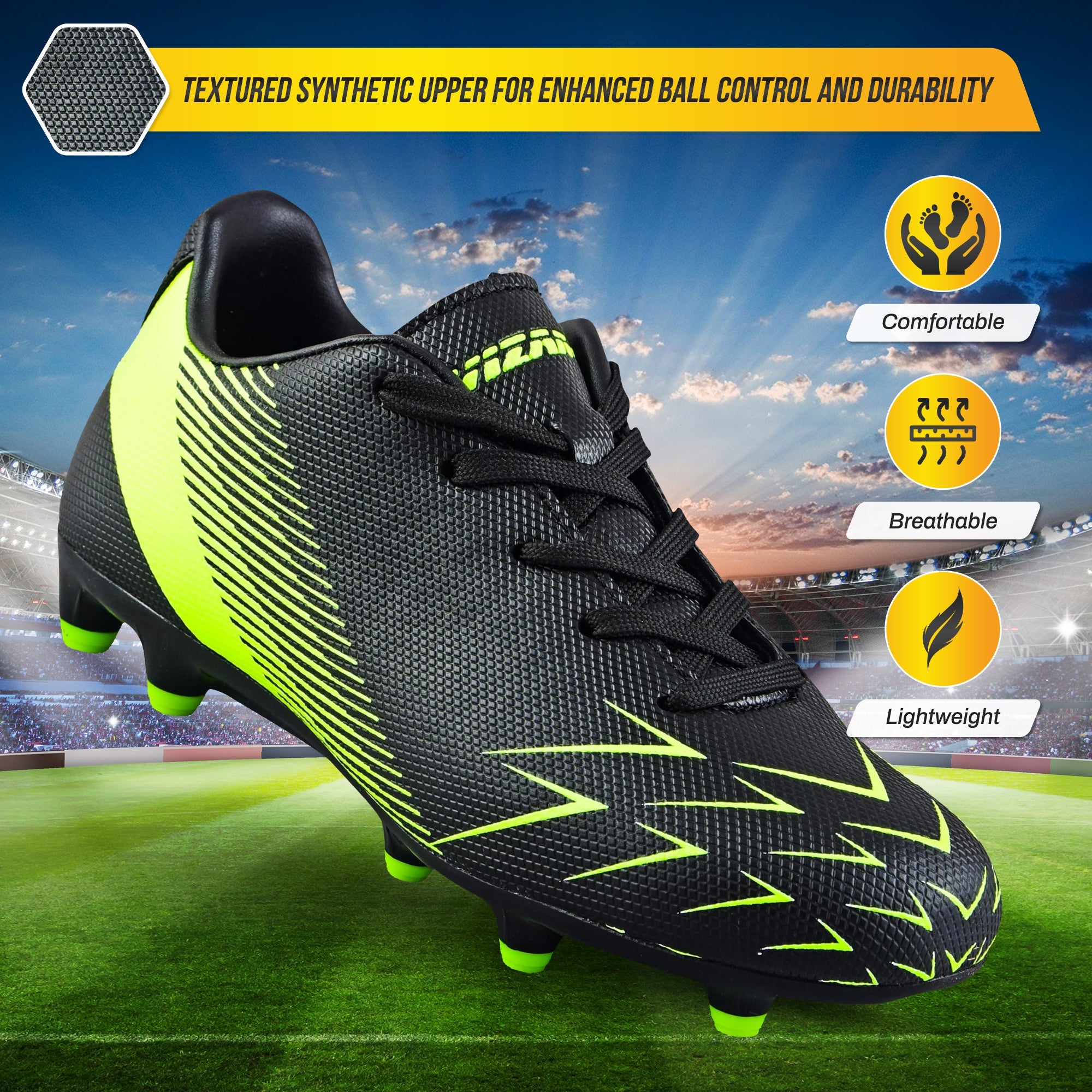 Ranger Firm Ground Soccer Shoes -Green/Black - Vizari Sports