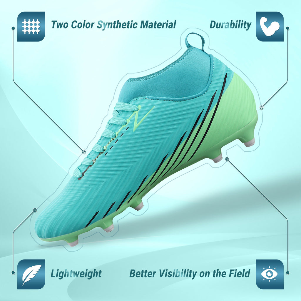 Vizari Tesoro Firm Ground Mid-Cut Soccer Shoes – Aqua/Mint