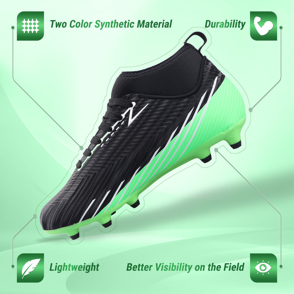 Vizari Tesoro Firm Ground Mid-Cut Soccer Shoes – Black/Green