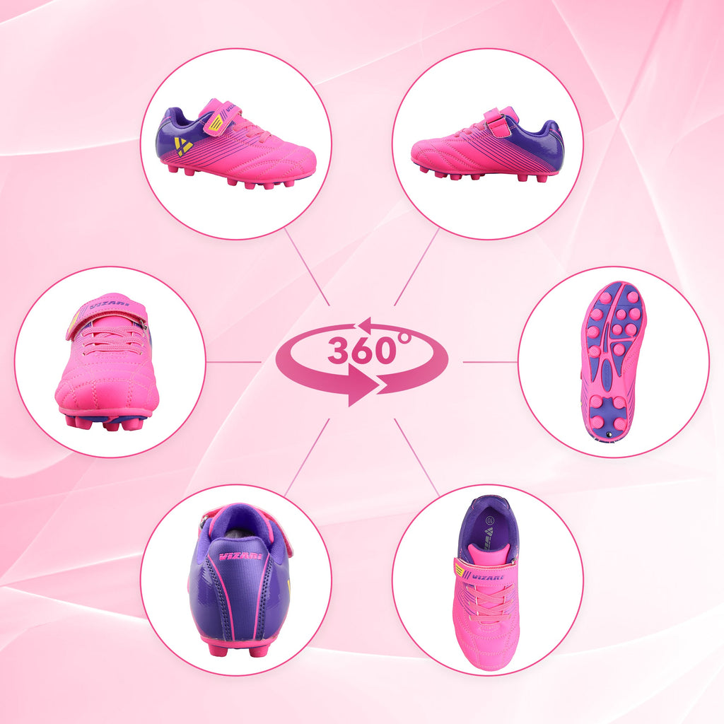 Vizari Loma Velcro Firm Ground Soccer Cleats - PInk/Purple