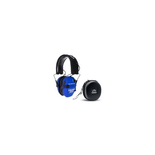 Walker'S Razor Slim Shooting Earmuffs-Take America Back Series (Trump 2024, Blue) Bundle With Hearing Protective Case