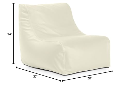 Jaxx Ponce Nautical Edition - Bean Bag Chair For Boat, Yacht & Watersports - Marine Vinyl, White