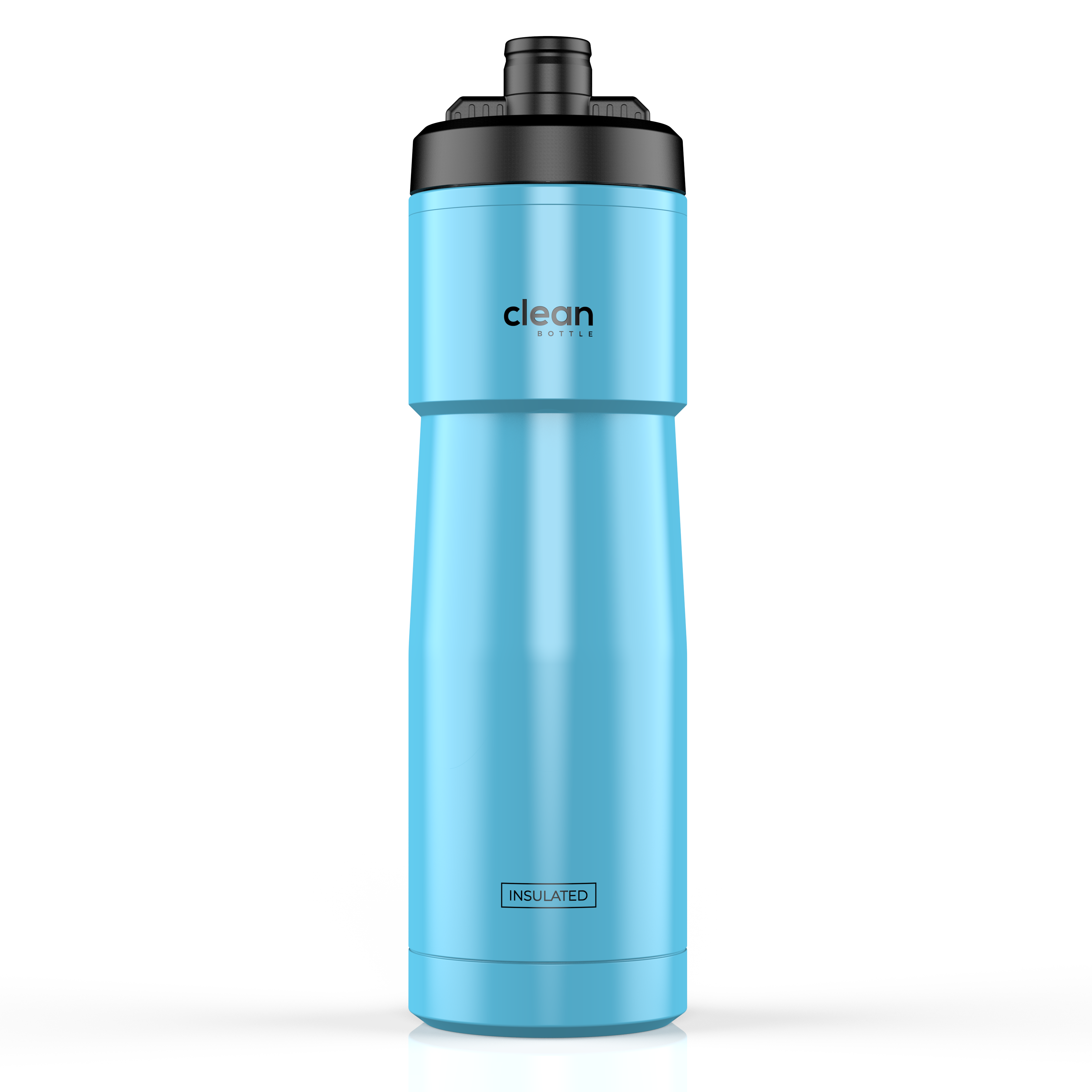 Clean Bottle Insulated Bike Water Bottle, 23 oz, Black, Easy Clean Nozzle, Squeeze Design, Model SPT23001