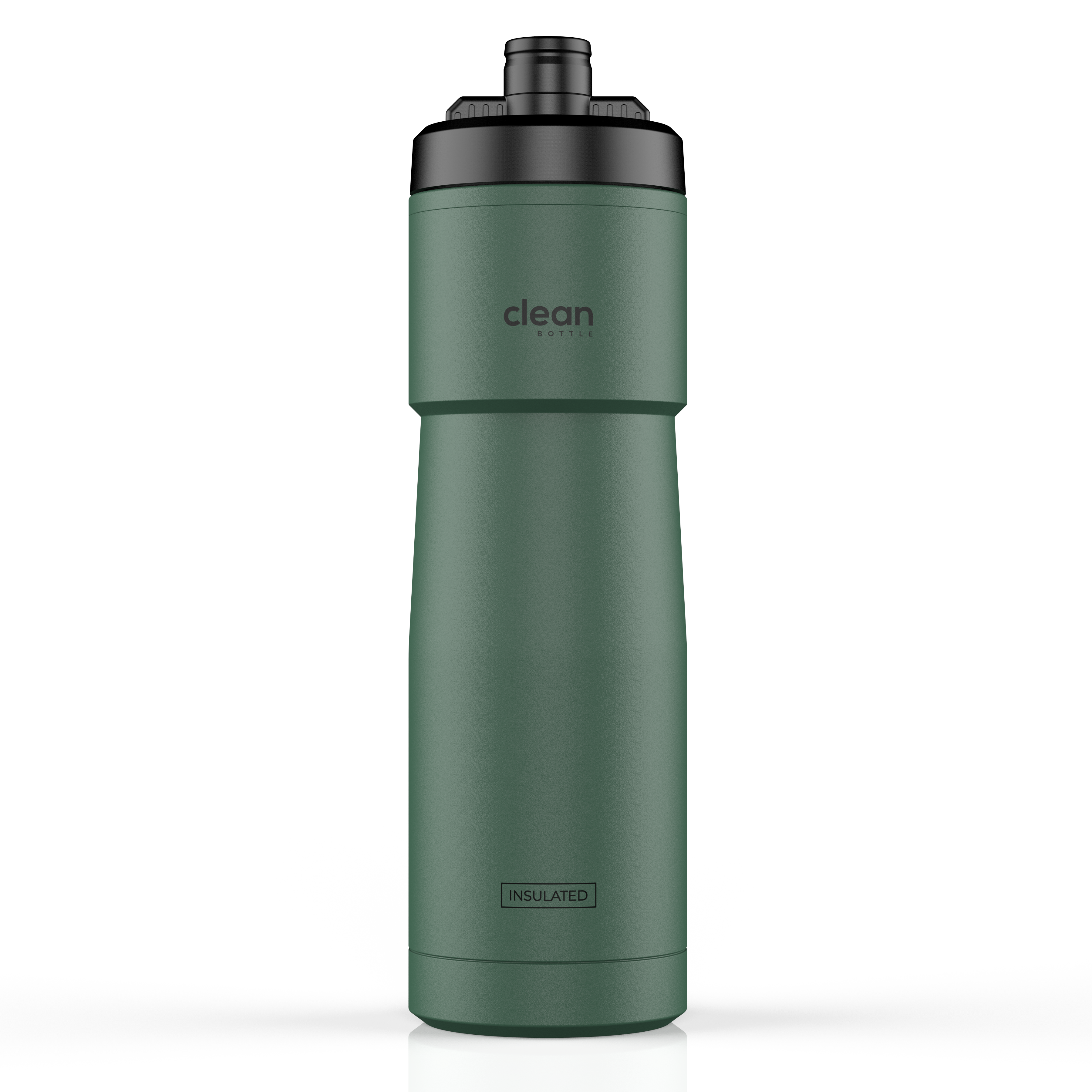 Clean Bottle Insulated Bike Water Bottle, 23 oz, Black, Easy Clean Nozzle, Squeeze Design, Model SPT23001