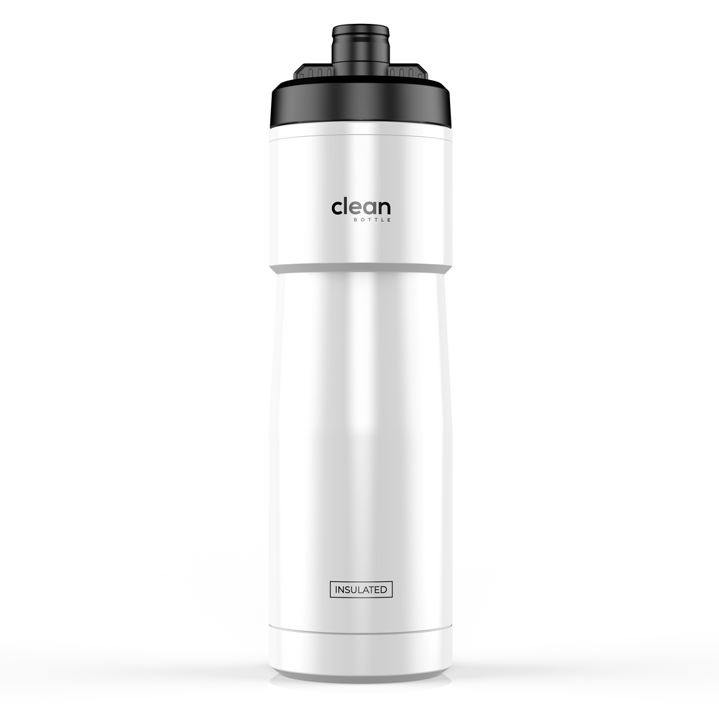 Clean Bottle Insulated Bike Water Bottle, 23 oz, Black, Easy Clean Nozzle, Squeeze Design, Model SPT23001