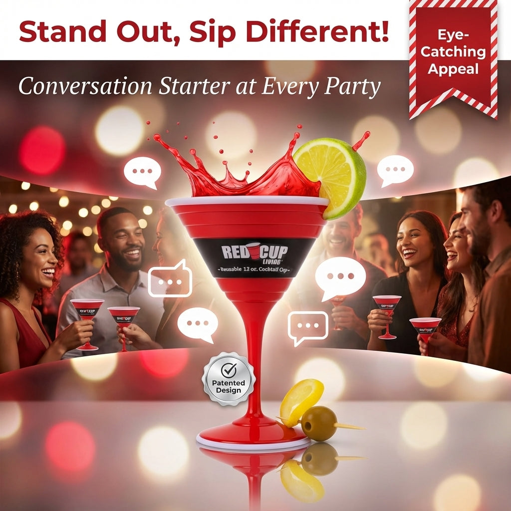 Redcupliving 12oz Reusable Double-Wall Cocktail Party Cups