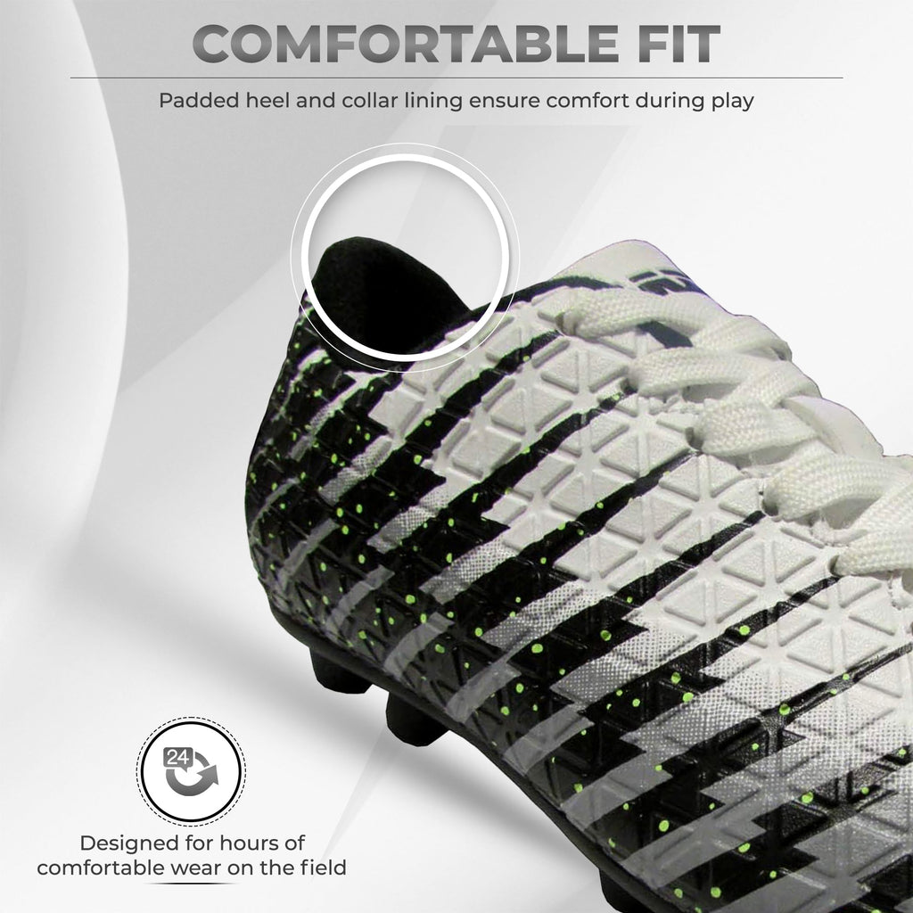 Bolt Firm Ground Soccer Shoes -White/Black/Silver - Vizari Sports