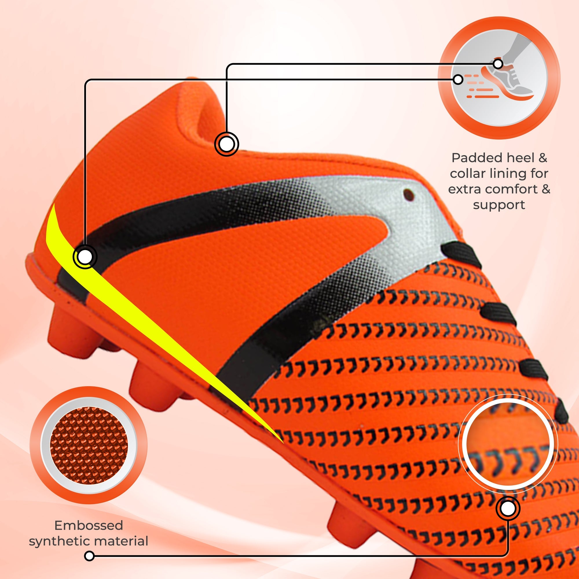 Impact Firm Ground Soccer Shoes -Orange/Silver - Vizari Sports