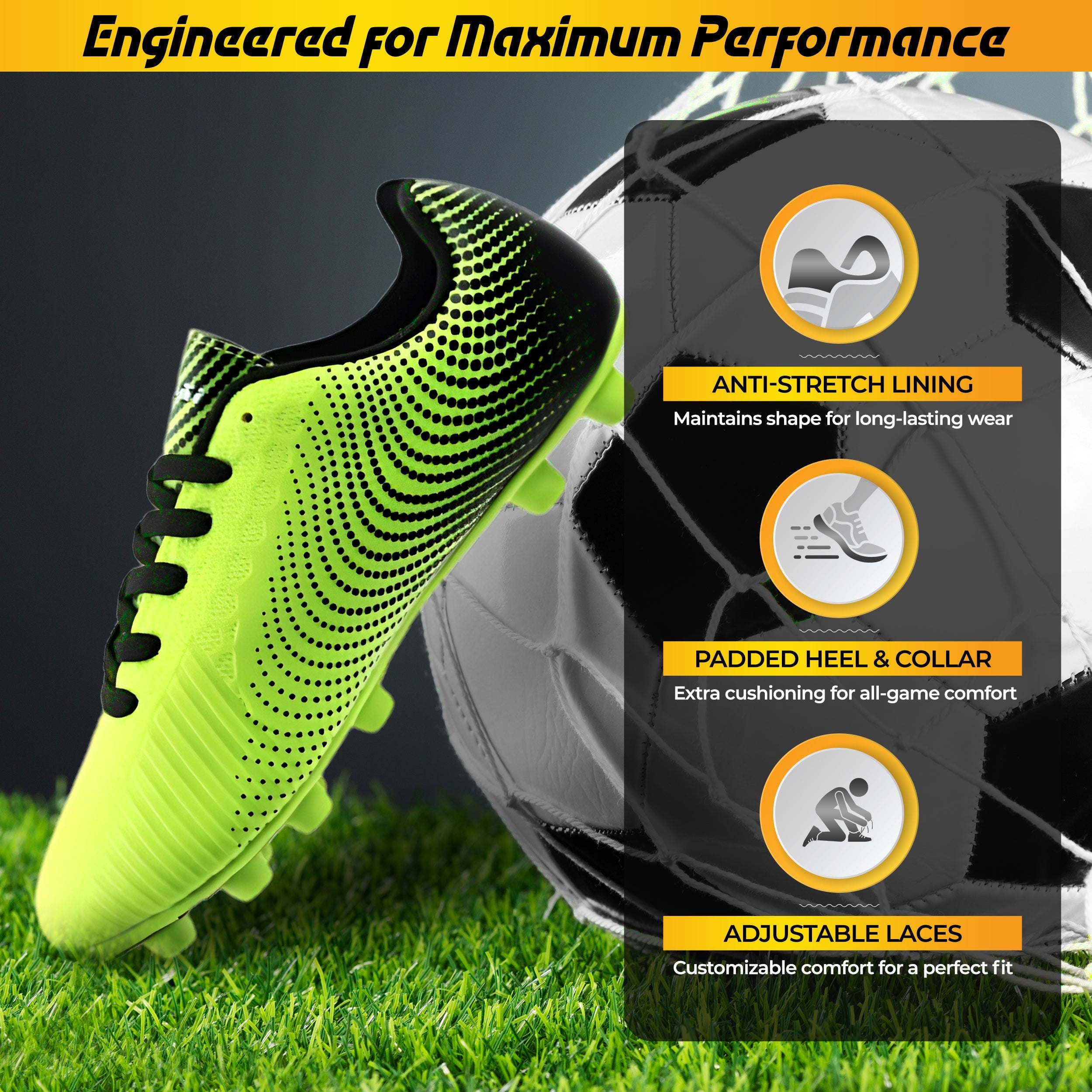 Stealth Firm Ground Soccer Shoes -Green/Black - Vizari Sports