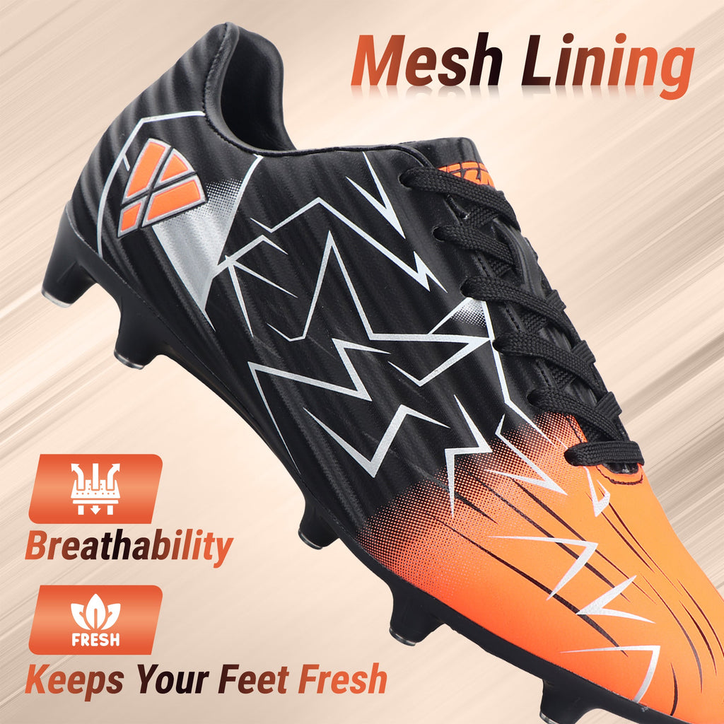 Vizari Lucia Junior Firm Ground Soccer Cleats - Black/Orange