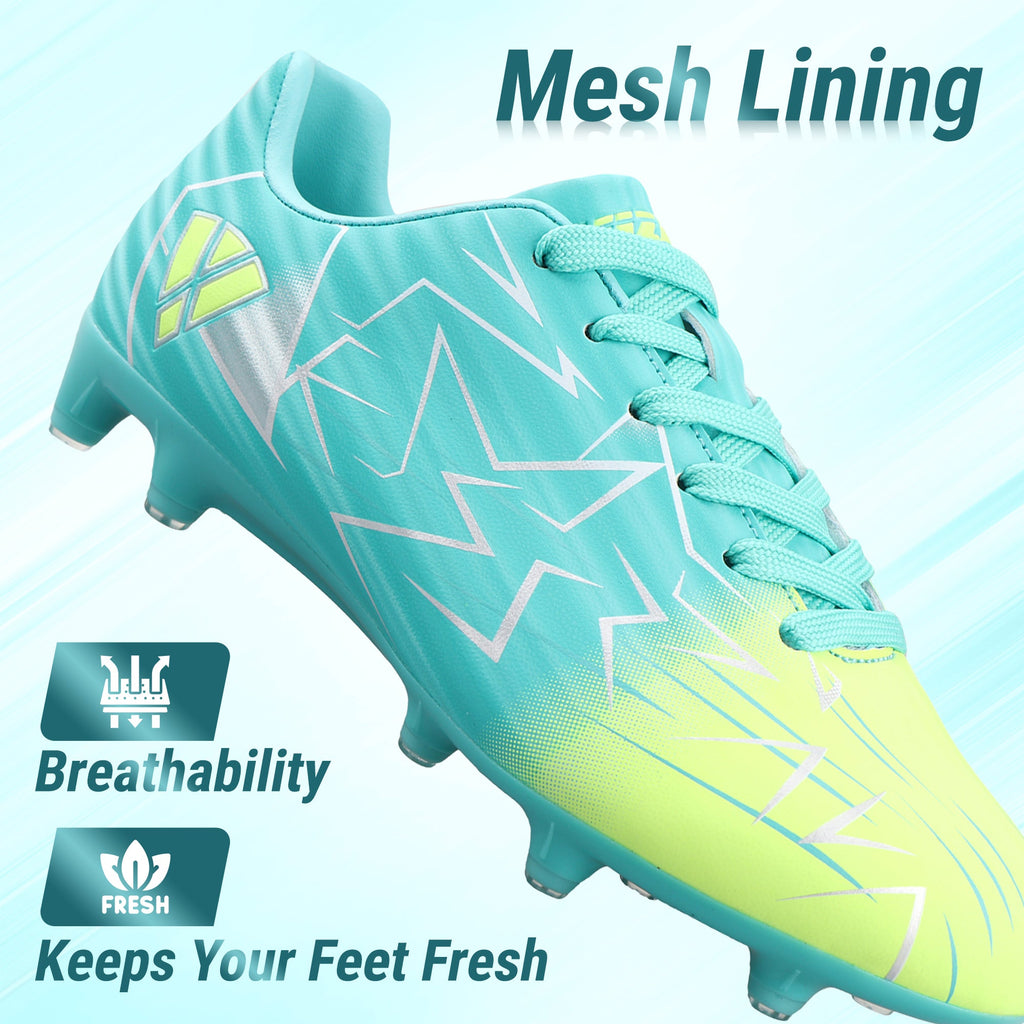 Vizari Lucia Junior Firm Ground Soccer Cleats Aqua/Lime