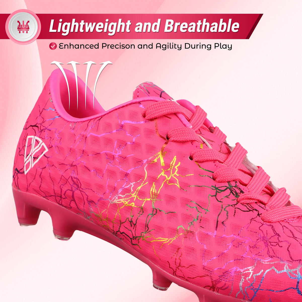 Vizari Zodiac Junior Padded Comfort Firm Ground (FG) Youth Soccer Cleats - Pink