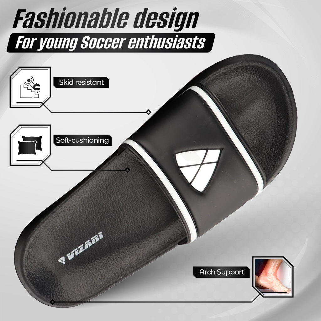 Adult Soccer Slide Sandals - Black - Vizari Sports