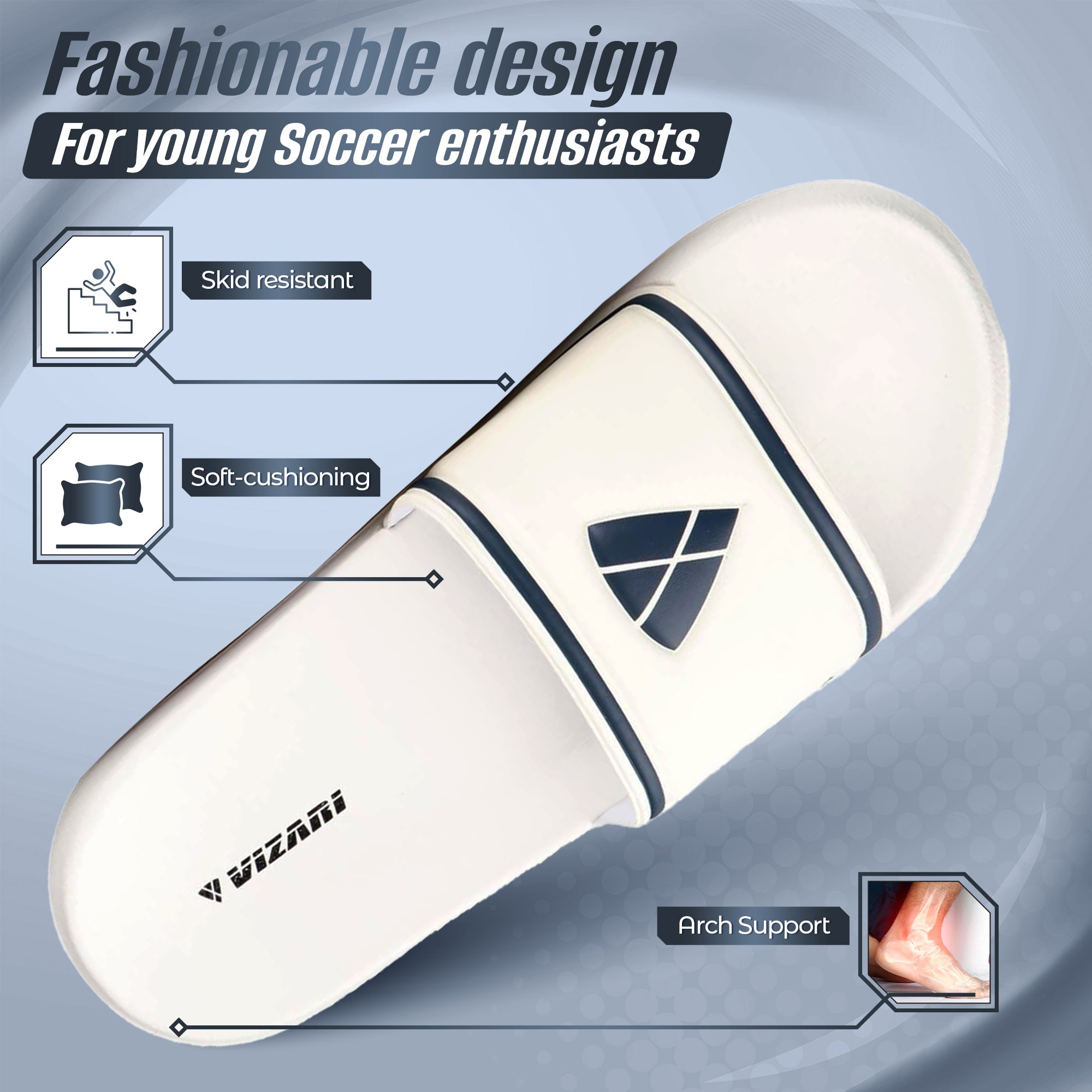 Adult Soccer Slide Sandals - White - Vizari Sports