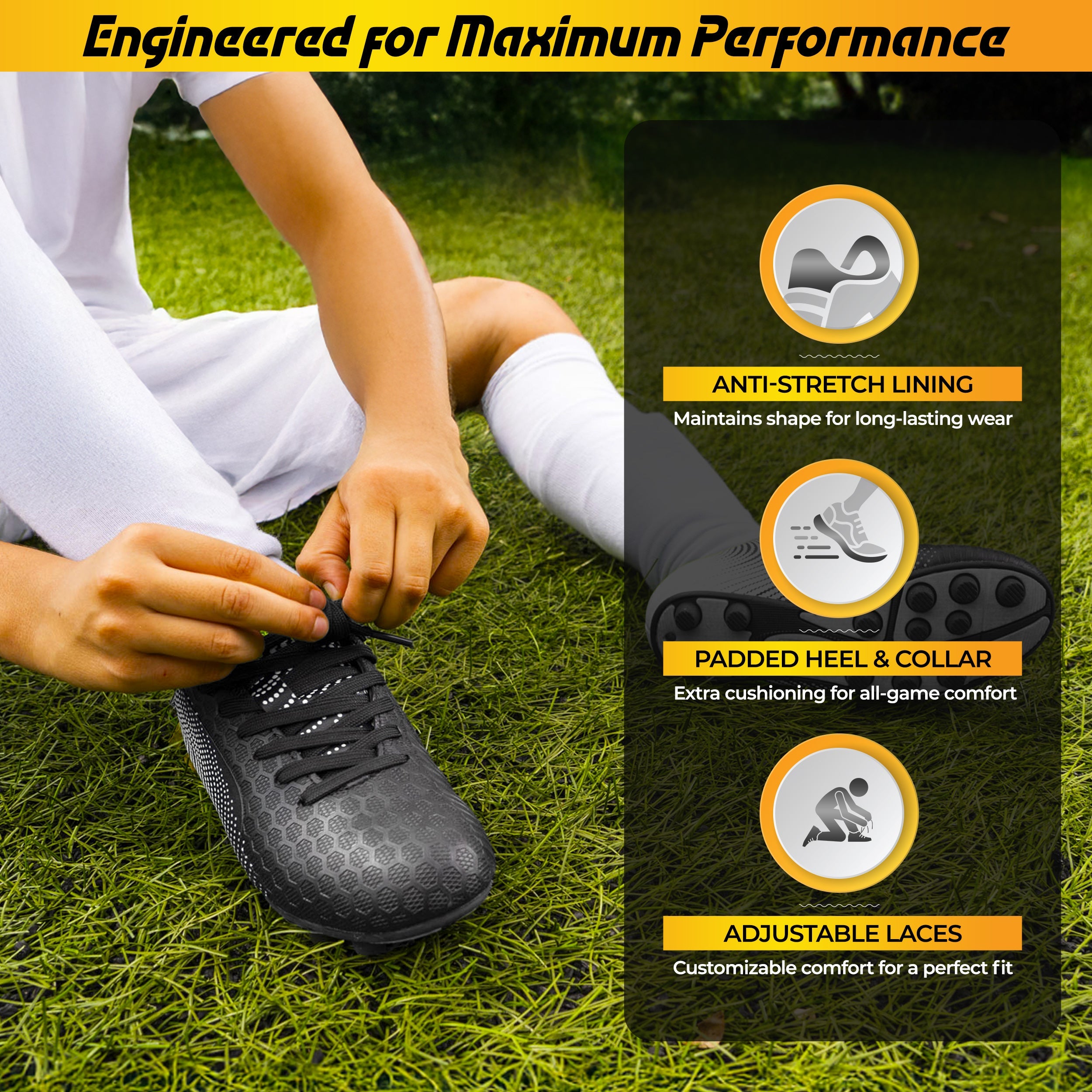 Vizari Stealth Firm Ground Soccer Shoes – Black/White