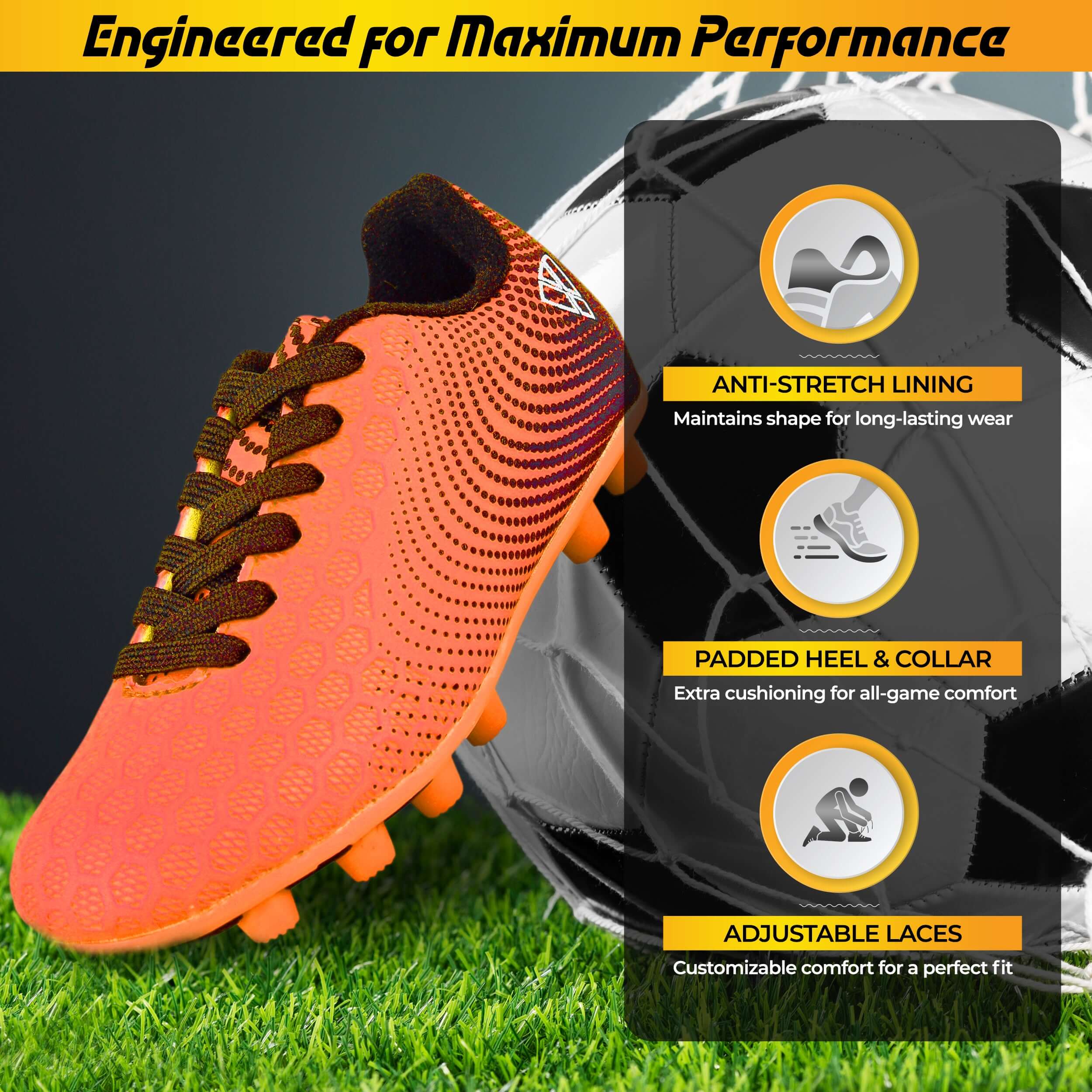 Vizari Stealth Firm Ground Soccer Shoes – Orange/Black