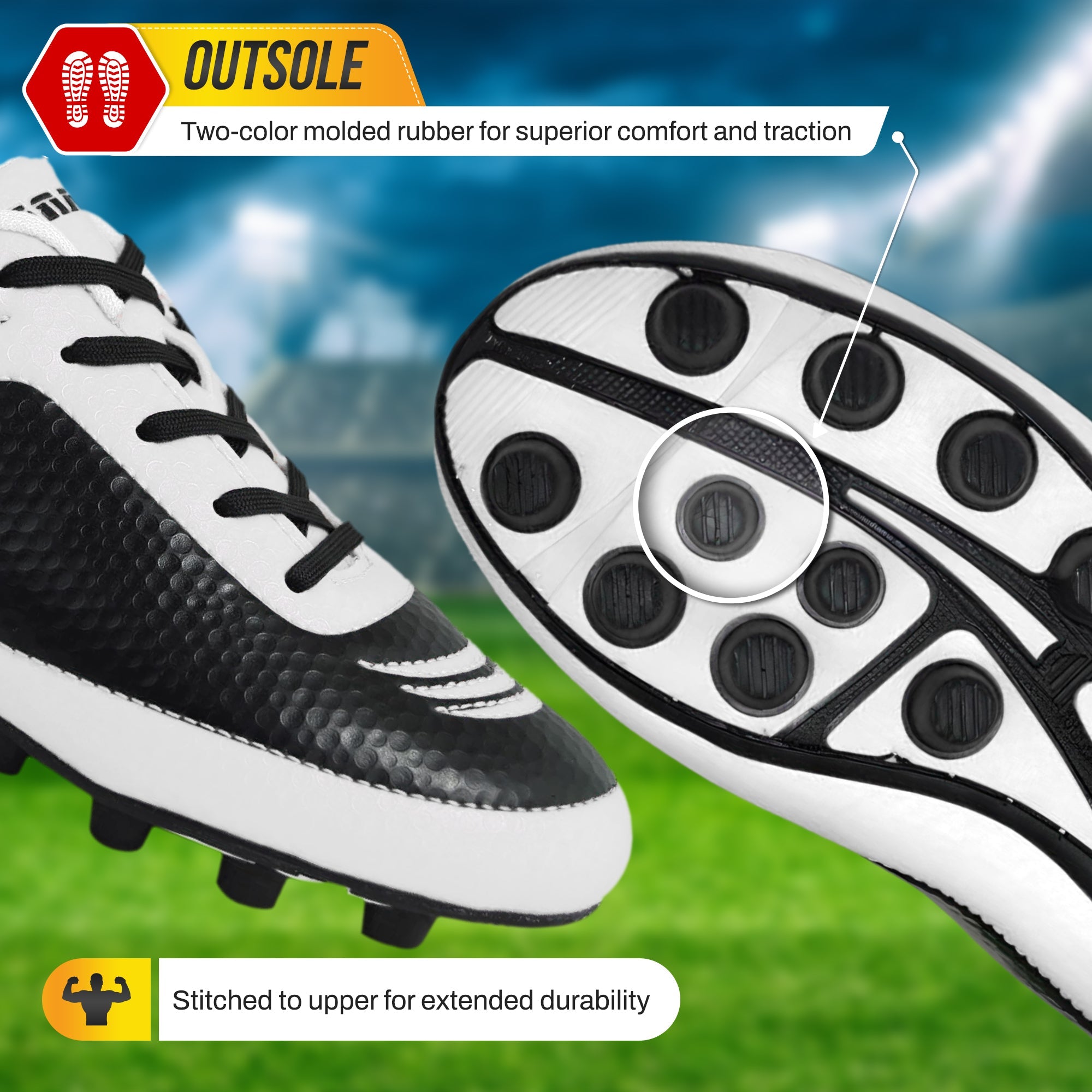 Infinity Firm Ground Soccer Shoes -White/Black - Vizari Sports