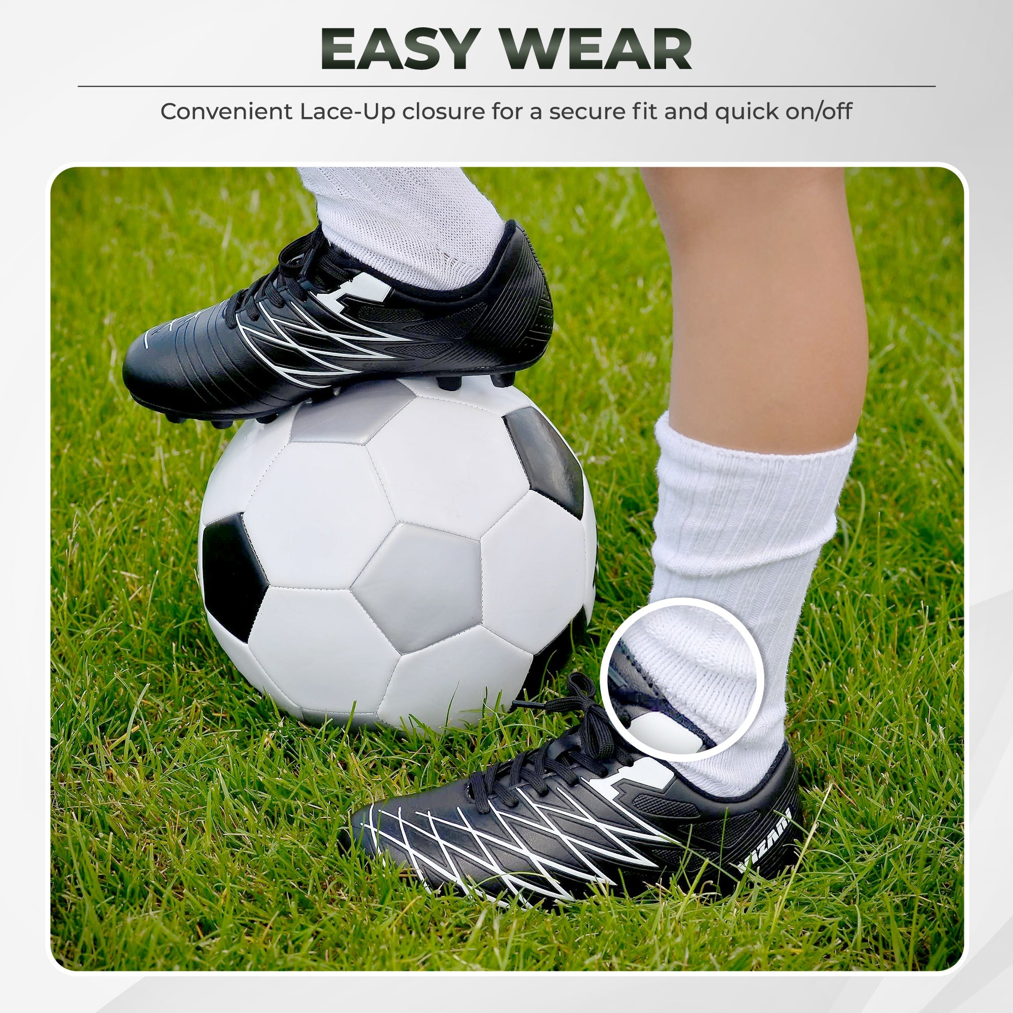 Boca Firm Ground Soccer Shoes -Black/White - Vizari Sports