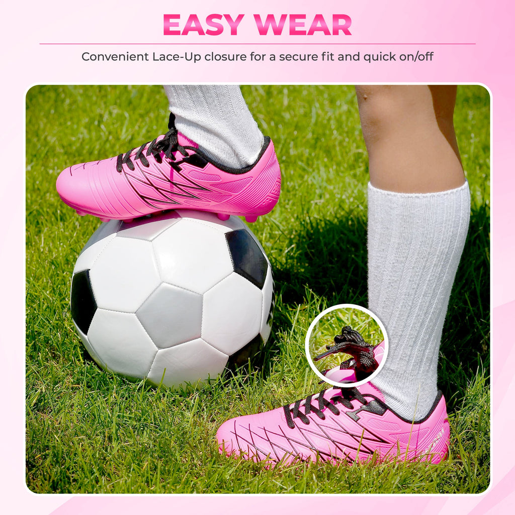 Vizari Boca Youth Firm Ground Soccer Cleats – Pink/Black