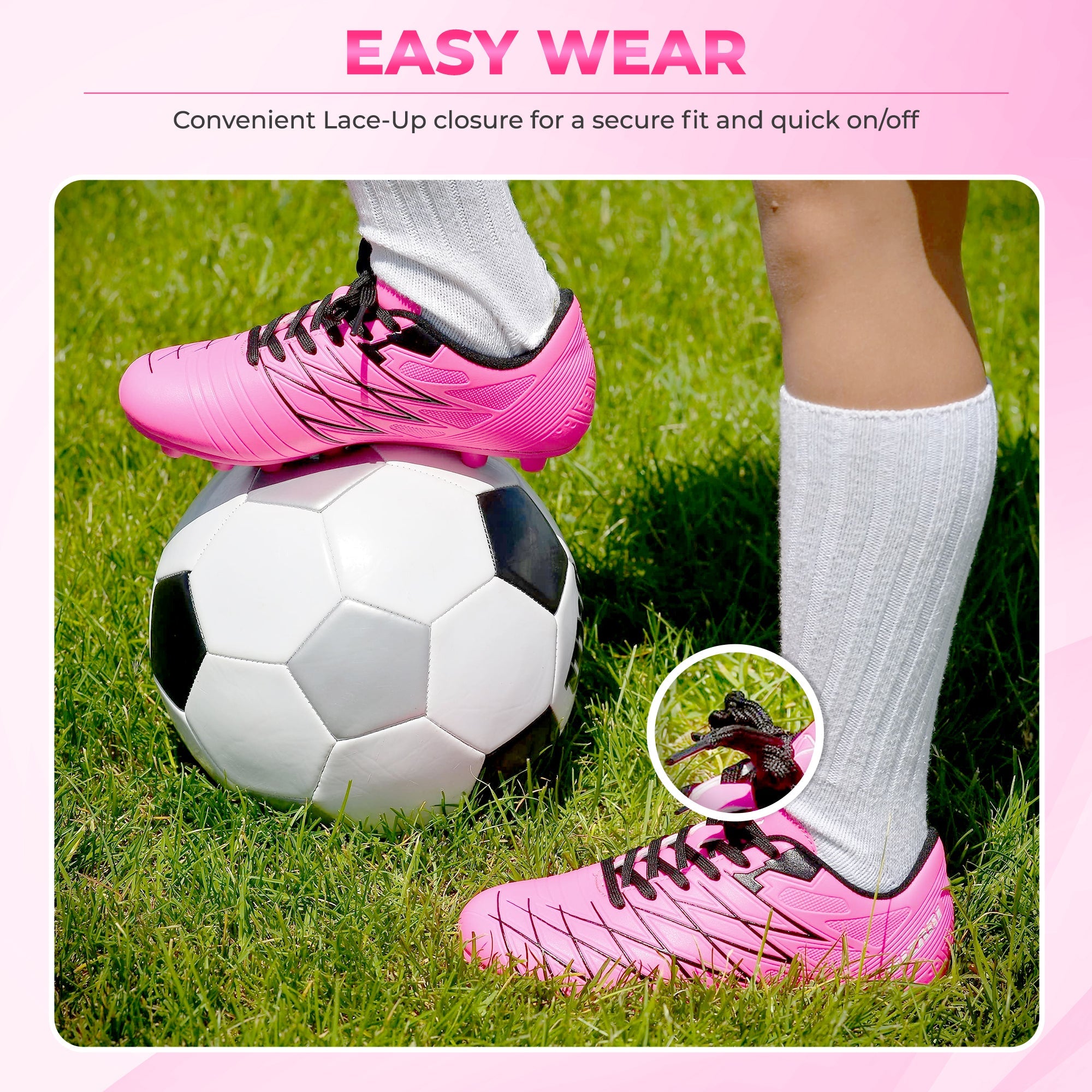 Vizari Boca Youth Firm Ground Soccer Cleats – Pink/Black