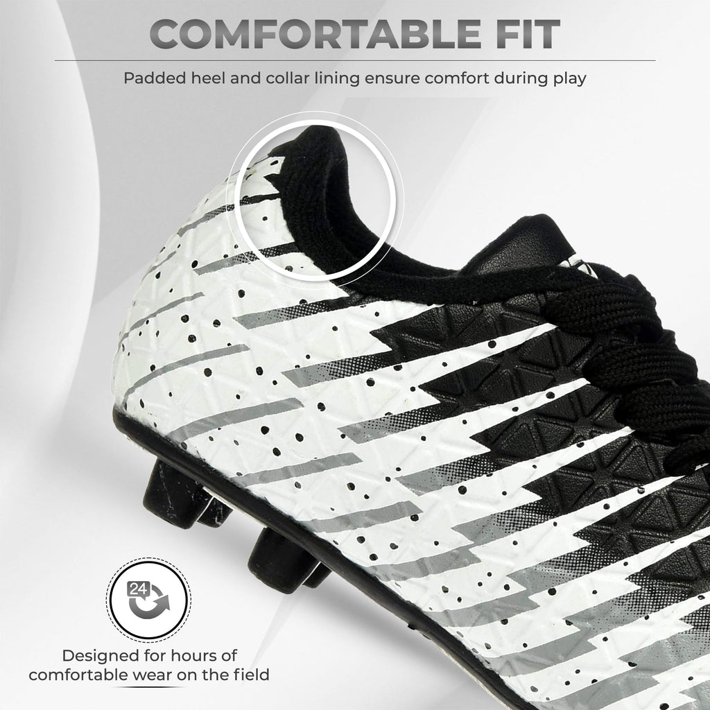 Bolt Firm Ground Soccer Shoes -Black/White/Silver - Vizari Sports