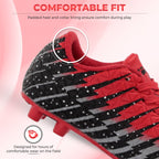 Vizari Bolt Youth Firm Ground Soccer Cleats – Red/Black/Silver